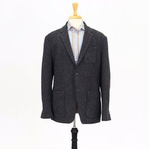 Black Brown 1826 46R Gray HB 2-Button Sport Coat Blazer Jacket P129